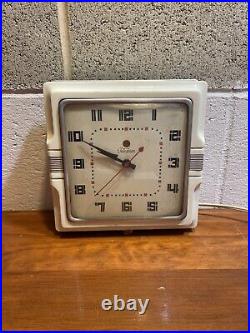 Vintage Telechron The Cafe Electric Wall Clock Model 2H11 Art Deco Ivory Works