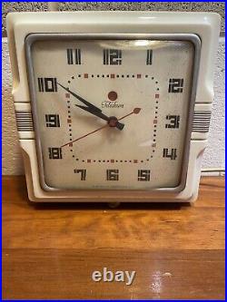 Vintage Telechron The Cafe Electric Wall Clock Model 2H11 Art Deco Ivory Works