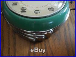 Vintage Telechron Wall Clock Art Deco Stewardess Jadeite Green 2H09