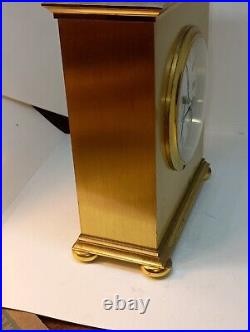 Vintage Tiffany & Co. Heavy Brass Mantel Desk Clock, Art Deco Design