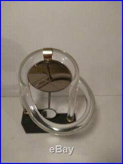 Vintage Twisted Lucite & Mirror Pendulum Mantel Clock