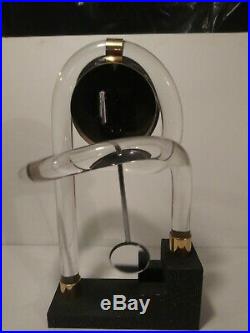 Vintage Twisted Lucite & Mirror Pendulum Mantel Clock