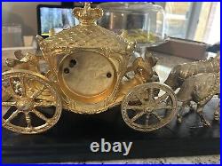 Vintage United Clock Corp Horse Drawn Carriage Mantle Clock-Missing Reins. Works