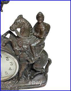 Vintage United Electric Romance Mantel Clock Lovers and Cherub Metal Not Working