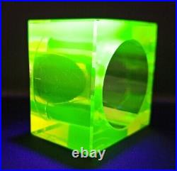 Vintage Uranium Glass True Art Deco 1930s Japanese Desk Table Clock Mount AS IS