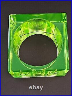 Vintage Uranium Glass True Art Deco 1930s Japanese Desk Table Clock Mount AS IS