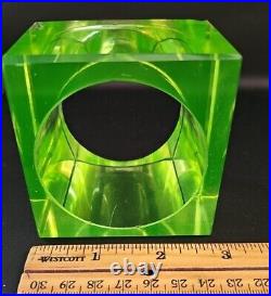 Vintage Uranium Glass True Art Deco 1930s Japanese Desk Table Clock Mount AS IS