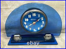 Vintage Windsor Cobalt Blue Art Deco Electric Clock by Gibraltar Co of Jersey Ci