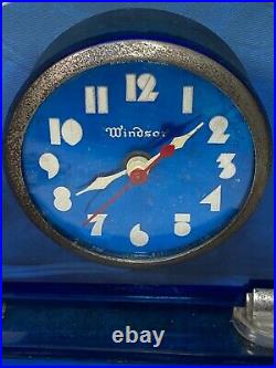 Vintage Windsor Cobalt Blue Art Deco Electric Clock by Gibraltar Co of Jersey Ci