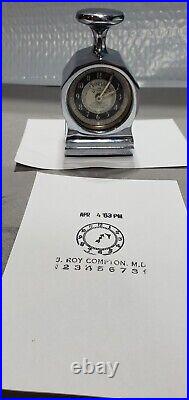 Vintage Working Chrome Plate Dorson Jr Time Date Stamp Clock Art Deco DR office