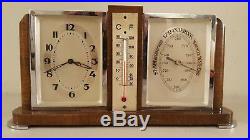 Vintage Working Dutch Mid Century Art Deco Clock Barometer Thermometer Desk Set