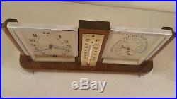 Vintage Working Dutch Mid Century Art Deco Clock Barometer Thermometer Desk Set