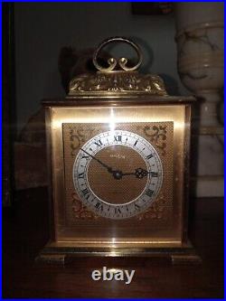 Vintage Working IMHOF Bucherer Swiss 15J Gilt Brass Mid Century Carriage Clock