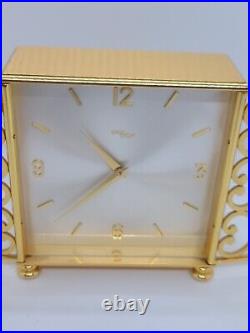 Vintage Working IMHOF Swiss Gilt Brass 15 Jewel 8 Day Mantel Shelf Desk Clock