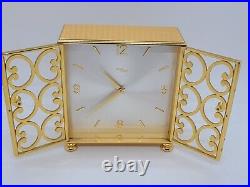 Vintage Working IMHOF Swiss Gilt Brass 15 Jewel 8 Day Mantel Shelf Desk Clock