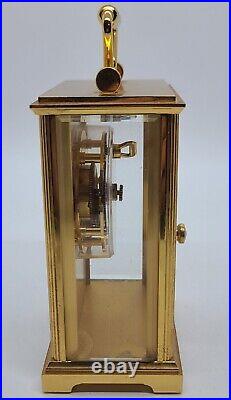 Vintage Working Shreve, Crump & Low Co. Swiss 15 Jewel Gilt Brass Carriage Clock
