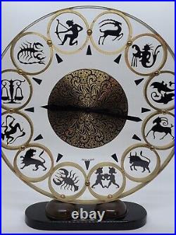 Vintage Working Swiss 8 Day Zodiac Astrology 17J Lucite Mid Century Deco Clock