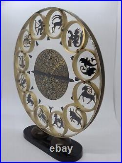 Vintage Working Swiss 8 Day Zodiac Astrology 17J Lucite Mid Century Deco Clock