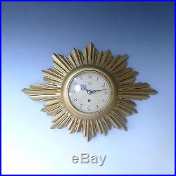 Vintage sunburst starburst Art Deco clockwork SMITHS wall clock & key WORKING