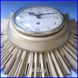 Vintage sunburst starburst Art Deco clockwork SMITHS wall clock & key WORKING