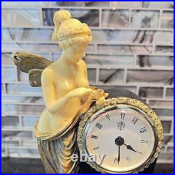 Vntg Mantle Clock Art Deco Nouveau Empire Style Fairy Hollywood Regency Bakelite