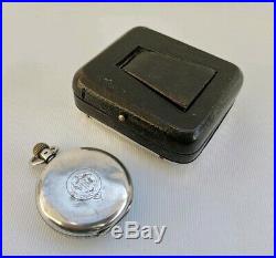 Vtg 1904 Art Deco Solid Silver Travel Clock & 1899 Waltham Hillside Pocket Watch