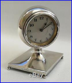 Vtg 1927 Art Deco Solid Silver HAC Hamburg American Mantel Bedside Desk Clock