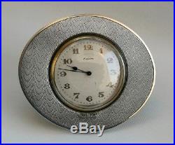 Vtg 1927 PMI Ltd Art Deco Solid Silver Oval Easel Stand Swiss Desk Travel Clock