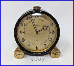 Vtg. 1930s Art Deco LeCoultre 8-Day Desk Clock Black & Brass, pre-Jaeger