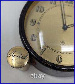 Vtg. 1930s Art Deco LeCoultre 8-Day Desk Clock Black & Brass, pre-Jaeger