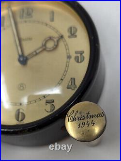 Vtg. 1930s Art Deco LeCoultre 8-Day Desk Clock Black & Brass, pre-Jaeger