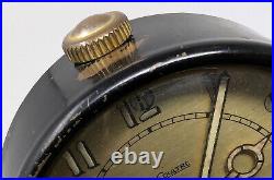 Vtg. 1930s Art Deco LeCoultre 8-Day Desk Clock Black & Brass, pre-Jaeger