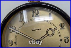 Vtg. 1930s Art Deco LeCoultre 8-Day Desk Clock Black & Brass, pre-Jaeger