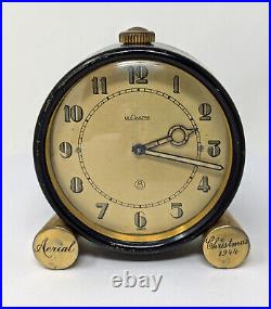 Vtg. 1930s Art Deco LeCoultre 8-Day Desk Clock Black & Brass, pre-Jaeger