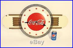 Vtg 1940s Art Deco Coke Coca Cola Button Clock Factory Promo Advertising Sign