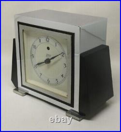 Vtg 1940s Temco Telephone Co. Art Deco Chrome & Bakelite Electric Mantle Clock
