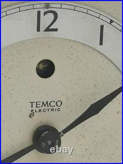 Vtg 1940s Temco Telephone Co. Art Deco Chrome & Bakelite Electric Mantle Clock