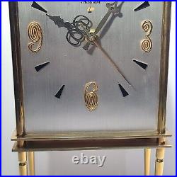 Vtg 1950's Telechron Mid Century Modern Brass Legs 5H67 Mantle Clock Art Deco