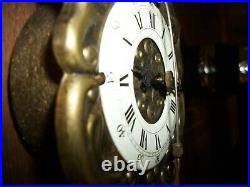 Vtg. Anno 1750 Style-Sawtooth Gravity Clock/Porcelain Dial Brass on Walnut