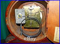 Vtg Art Deco HAC Crossed Arrows Wurttemberg Mantle Clock Tiger Oak Case Working