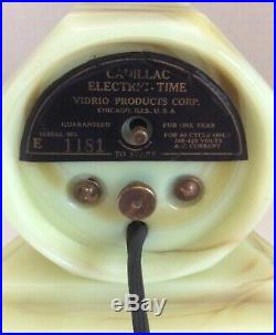 Vtg Art Deco Slag Glass Cadillac Electric Timer Desk Clock By Vidrio Products