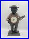 Vtg Cast Iron Banjo Player w Glass Eyes Clock Man Collectible Memorabilia, Rare