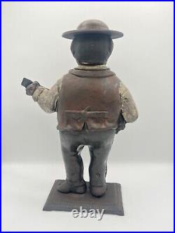 Vtg Cast Iron Banjo Player w Glass Eyes Clock Man Collectible Memorabilia, Rare