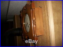 Vtg. Germany Mauthe Westminster Chime Art Deco Mid Century Wood Wall Clock/KEY