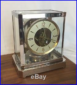 Vtg Glass MasterCrafters Clock Art Deco Mid Century Mod Brass Chrome Atmos style