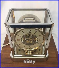 Vtg Glass MasterCrafters Clock Art Deco Mid Century Mod Brass Chrome Atmos style