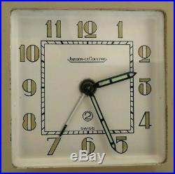 Vtg Jaeger Le Coultre 2 Day Art Deco Sage Green Swiss Travel Alarm Bedside Clock