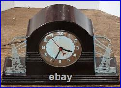 Vtg Lackner neon clock art deco works + glows bakelite h866