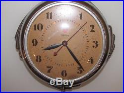 Vtg MID Century Telechron Art Deco Chrome Silver Electric Wall Clock 2h09