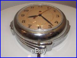 Vtg MID Century Telechron Art Deco Chrome Silver Electric Wall Clock 2h09
